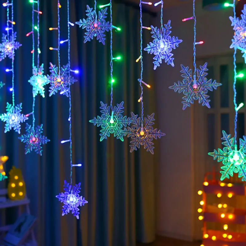 

Christmas Light Led Snowflake Curtain Fairy String Lights Outdoor Garland Home Party Garden New Year Decoration Mall Decoration