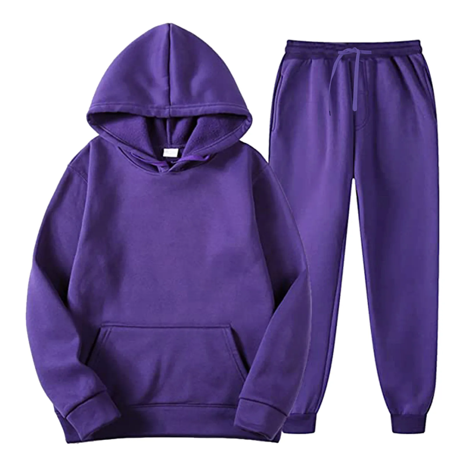 Solid Color Oversize Men's Tracksuit Set Hooded Sweatshirts+Baggy Pants 2024 Spring Fall 2 Piece Sets Y2K Streetwear Pant Suits