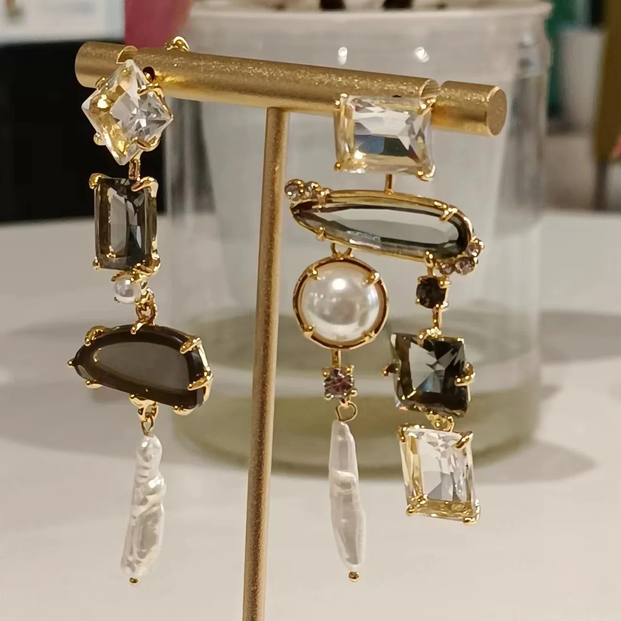 Bilincolor Geometric Square Transparent Colored Cube Water Drop Earrings for Women