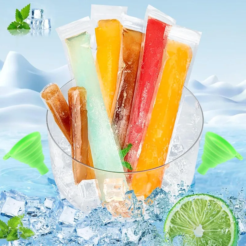 Disposable Ice Popsicle Bags DIY Smoothie Mold Bag Freeze Tube with Zip Seal Package Pouch Juice Yogurt Lolly Bag Ice Cream Pops