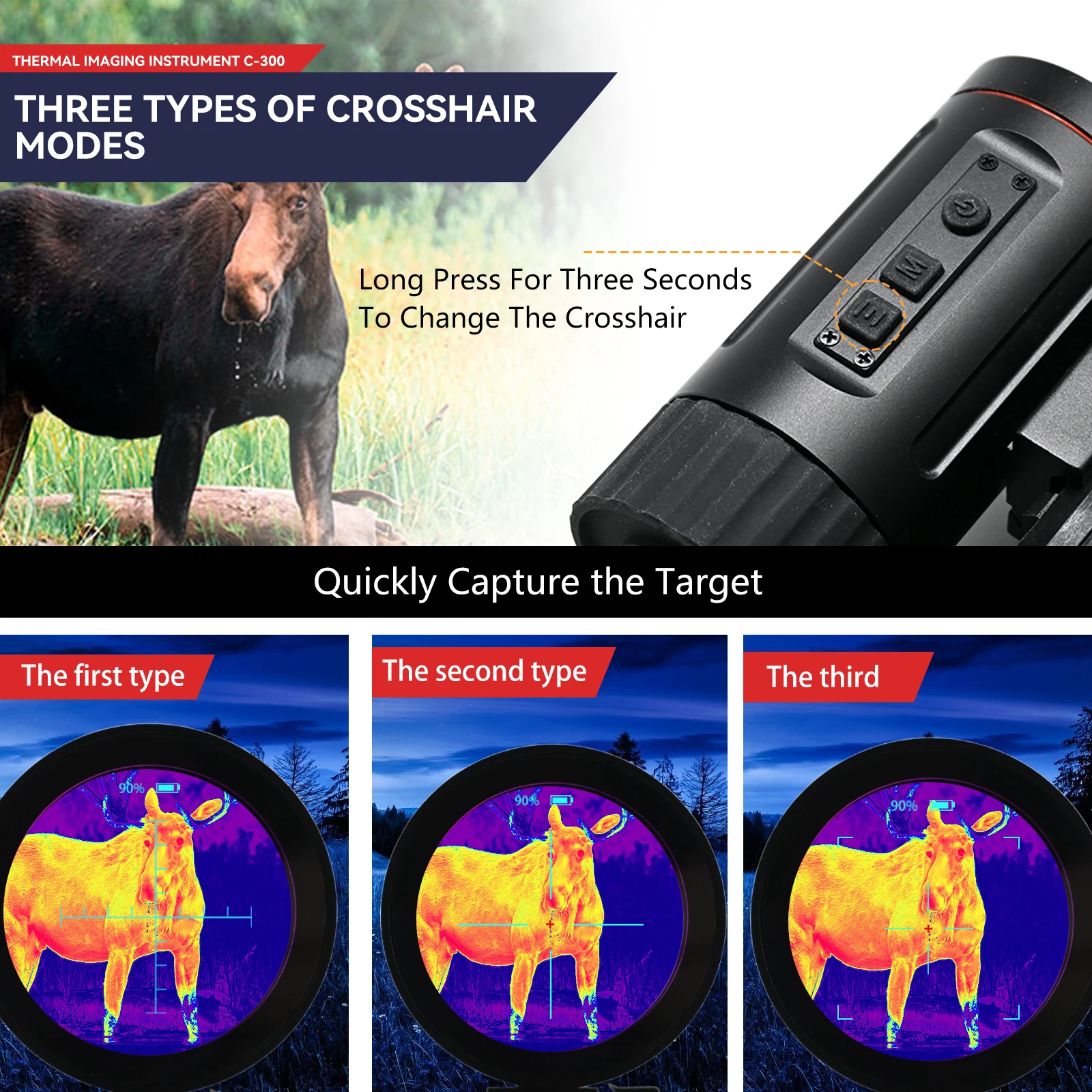 9.7/30mm Thermal Imaging Scope 320*240 Infrared Thermal Imager Night Monocular Hunting Monocular With Screen Crosshair Aiming