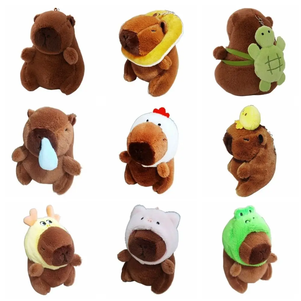 Cute Cartoon Plush Capybara Keychain Multicolor Simulation Capybara Pendant Stuffed Animals Guinea Pig Fluffty Animal Doll Gift