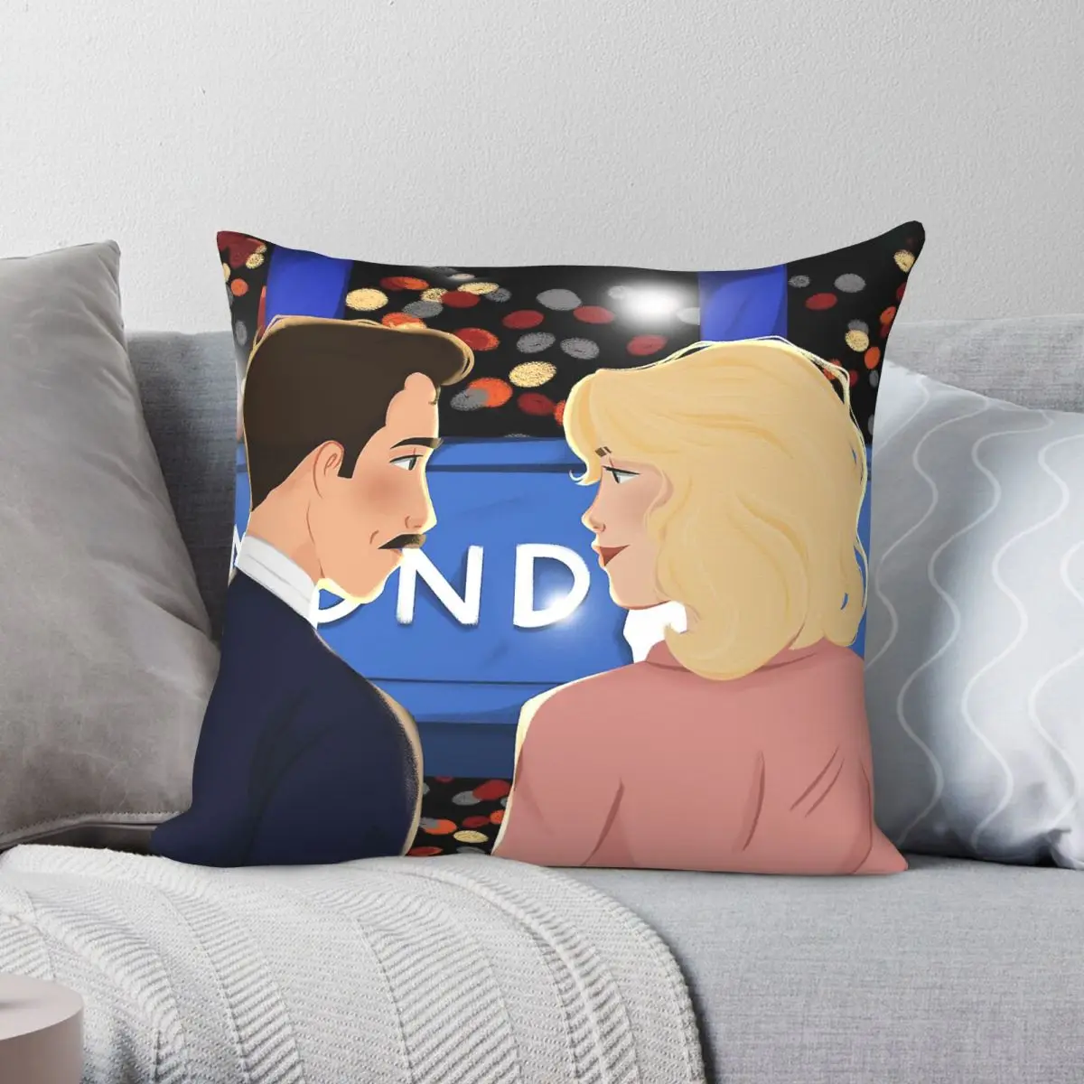 Funda de almohada cuadrada con estampado de hombre rubio alto y con bigote, de poliéster, lino y terciopelo, con cremallera, funda de cojín para cama