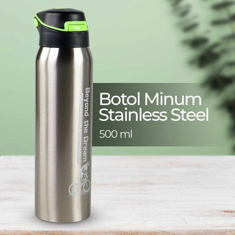 500ML Bicycle Water Bottle Vacuum Stainless Steel Cycling Water Bottle Double Walled Simple Thermo Mug Insulated With Straw