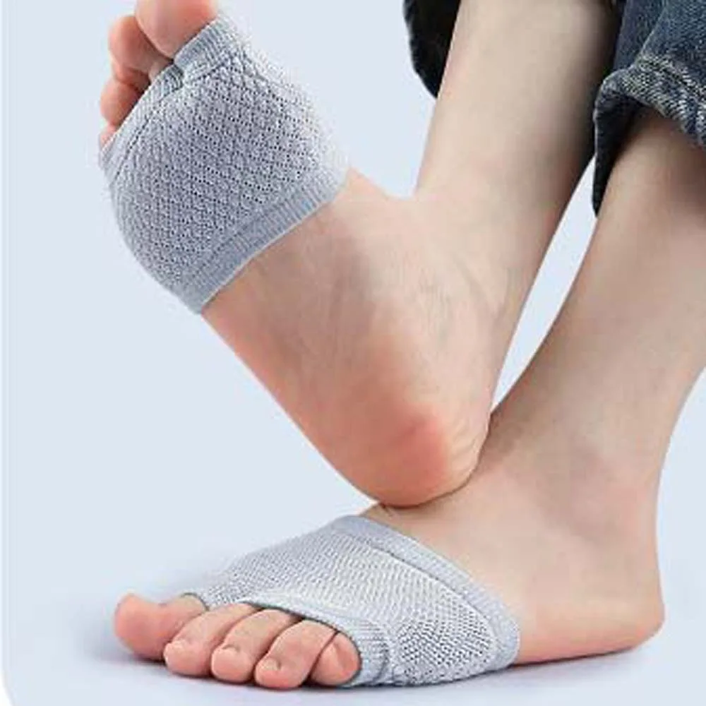 Two Toes Splitter Half Palm Socks Support Forefoot Comfort Padding Toe Separator Socks Foot Care Tools Elasticity Short Socks