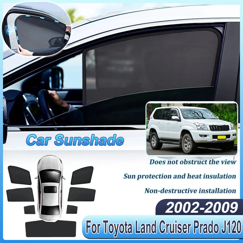 

Car Sun Shades For Toyota Land Cruiser Prado J120 Accessories MK3 2002-2009 Sunshades Magnetic Heat Insulation Window Auto Part