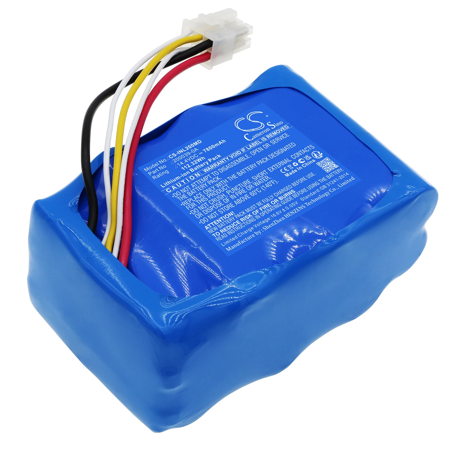 battery Cameron Sino Medical 200039-0A 10200mAh/7800mAh for INOVA Labs Oxygen Machine CS-INL200MD CS-INL200MX