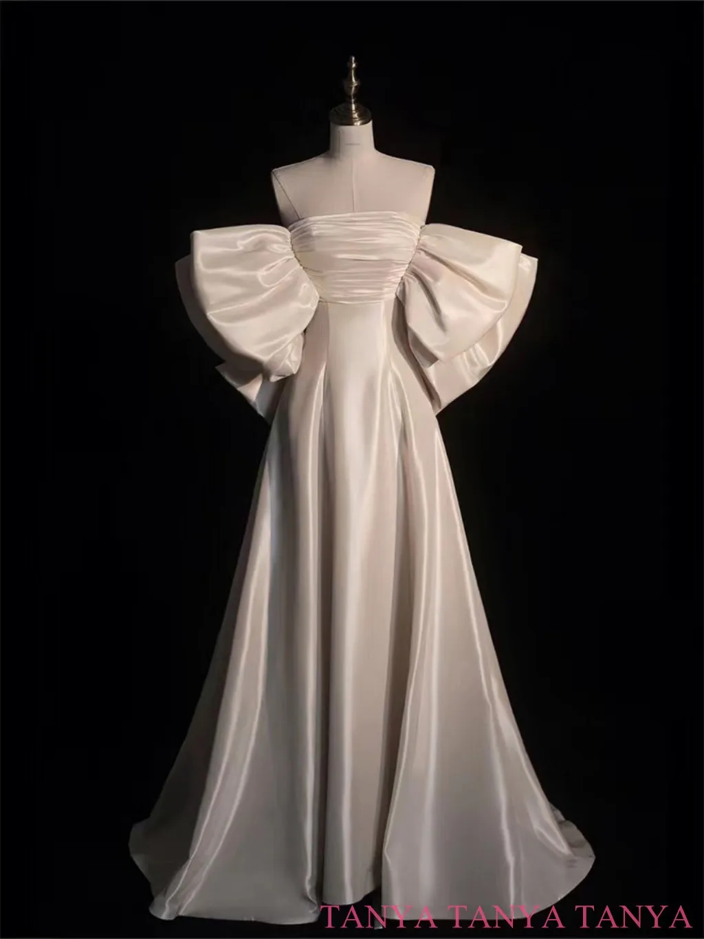 Einfaches trägerloses Hochzeitskleid, elegantes Brautkleid mit Schnürung am Rücken und abnehmbarer süßer Schleife, A-Linie, Vestidos De Noiva SWD961