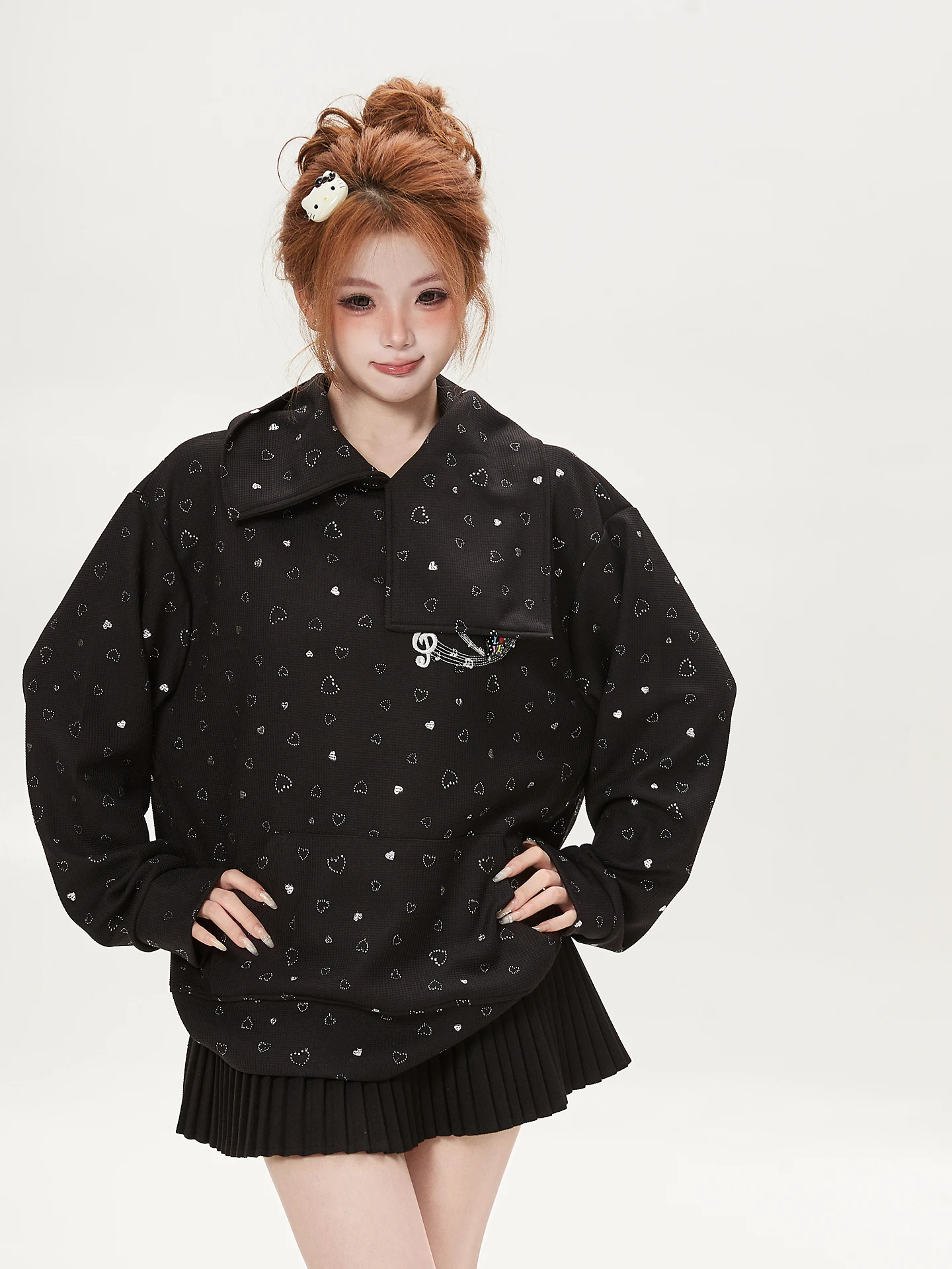 Streetwear Brand Of The Year - Sweet Heart Nakışlı Kapüşonlu Sweatshirt Kadın