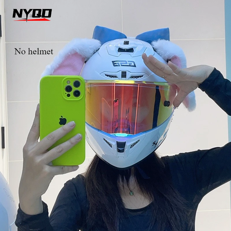 Motorcycle Helmet Decoration Folding Ear Bunny Cat Ears Ski Helm Accessory Quick Release Accessories Capacetes Para Moto