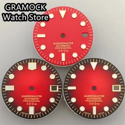 GRAMOCK 29mm Red Watch Dial Green Luminous Dial Fit NH35 Movement