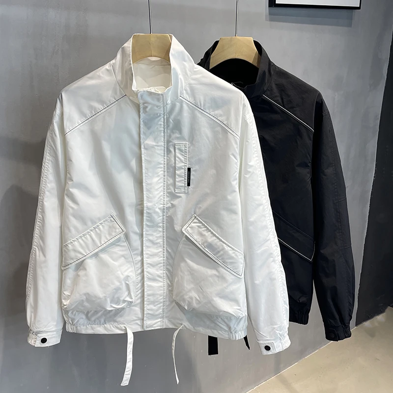 

Men Fashion Casual Jacket Solid Spring Autumn Slim Fit Zipper Coat Daily Outerwear Stylish Work Coat Long Sleeve Outerwear