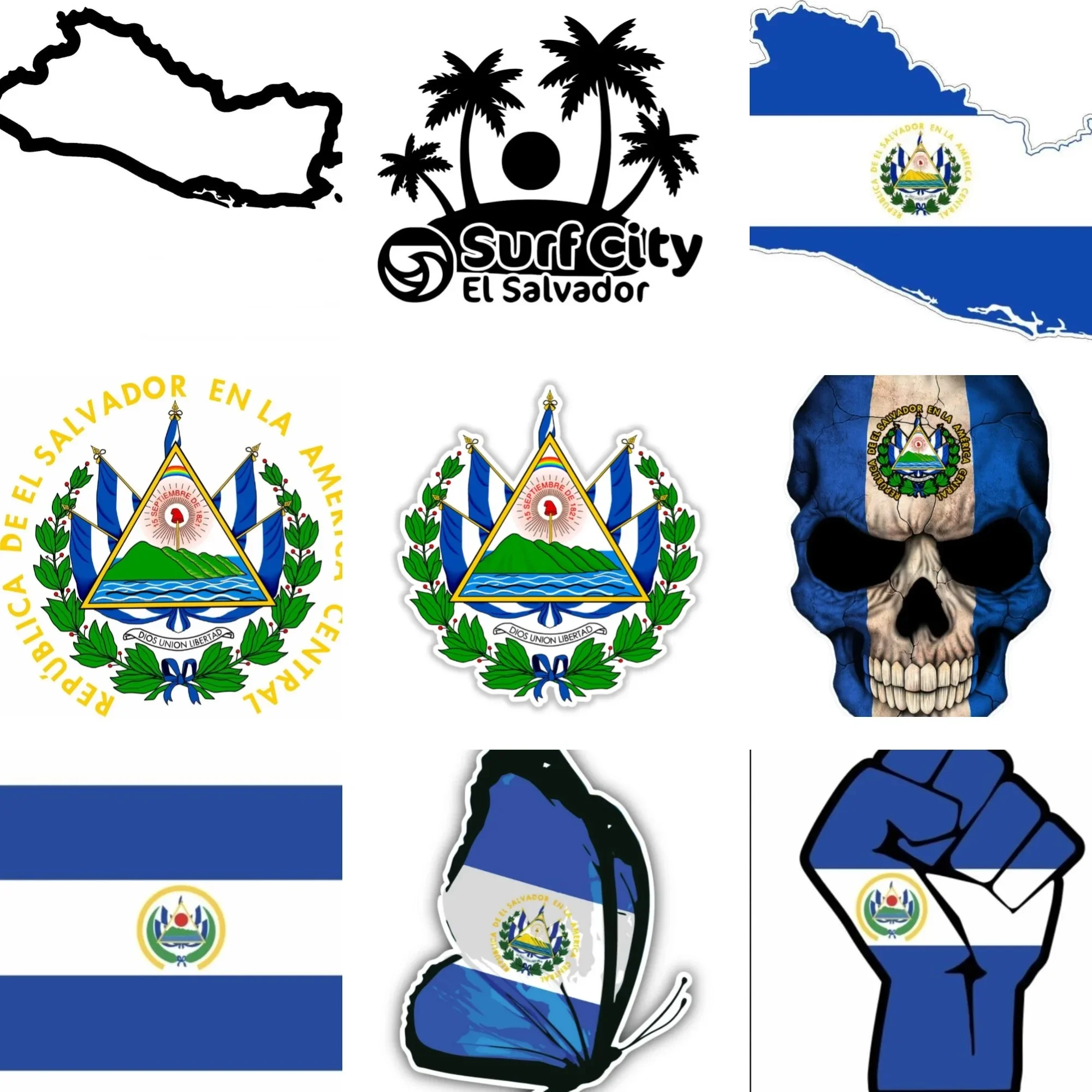 

El Salvador Flag Map National Emblem Creative Sticker for Decorate Car Van Bicycle Helmet Fridge Wall Window Decal Accessories