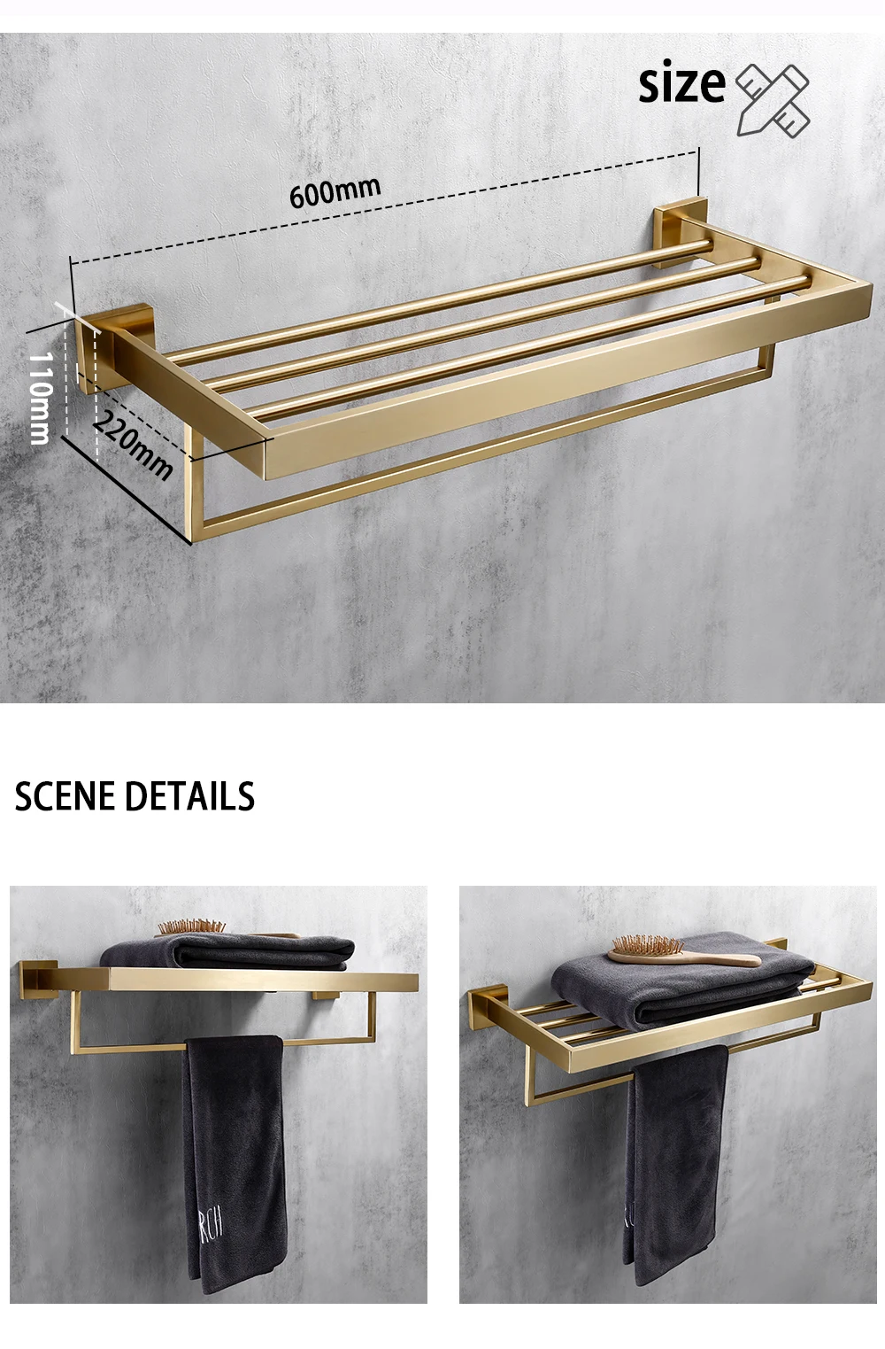 الفاخرة الذهب نحى جدار جبل الفولاذ المقاوم للصدأ Clothe هوك الأسود حامل ورق المرحاض منشفة بار اكسسوارات الحمام الديكور