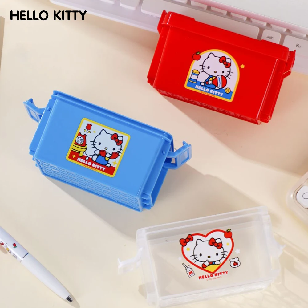 Sanrio Hello Kitty Stackable Storage Box with Sticker Cartoon KT Cat Sundries Cotton Swabs 3-Tier Desk Organizer Basket Gifts view 3