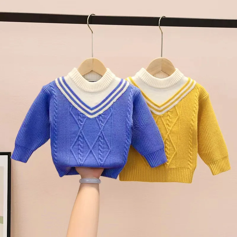 

Boys Sweater Cotton Outwear Tops 2022 Cool Warm Thicken Velvet Winter Plus Size Knitting Children's Clothing