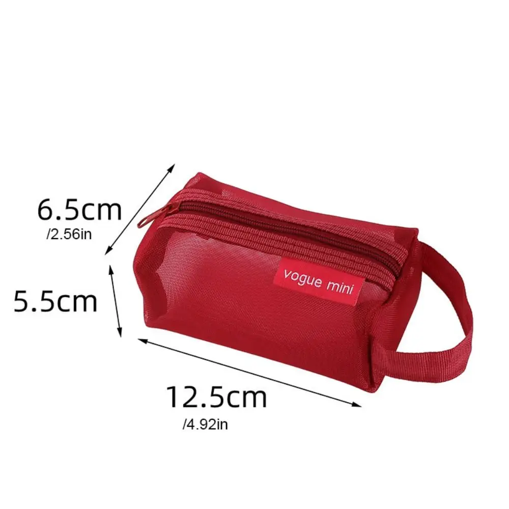 Nylon Mesh Coin Purse ID Credit Card Holder Square Mesh Storage Bag Key Bag Stationery Storage Bag Transparent Cosmetic Bag