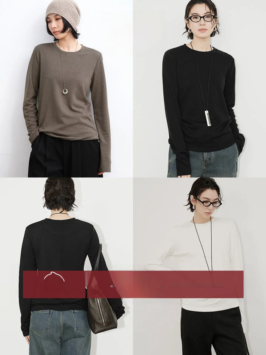 

Amyy Studios Winter ential Thiened Brued Comfortable Modal Camere Blend Long Sve Base T-irt Women's Faion