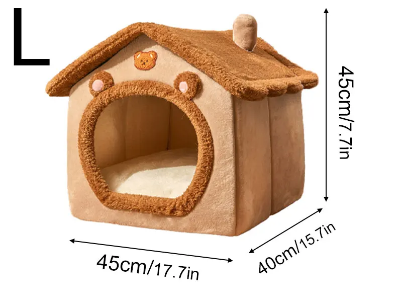 Faltbares Haustierhaus Abnehmbares Waschbares Katzenbett Indoor Warmes Hundebett mit Kissen Geeignet für Kleine Mittlere Große Haustiere – Detail 3