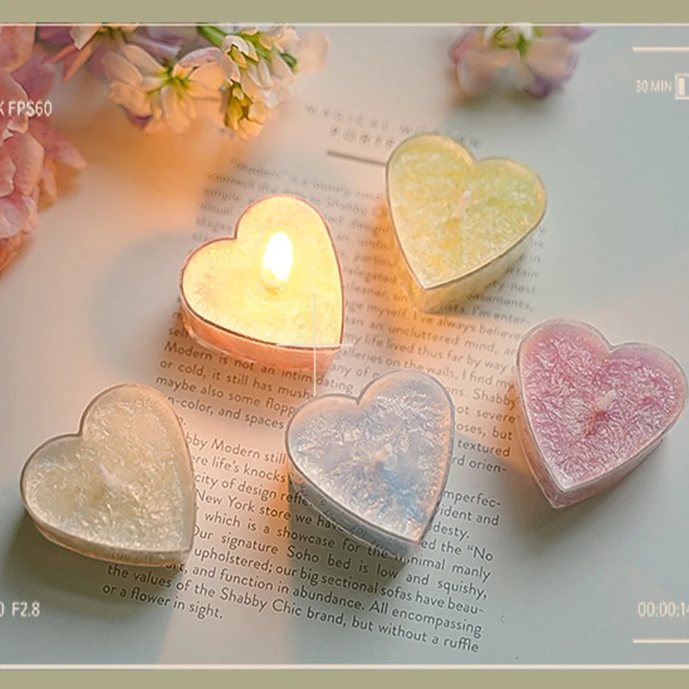1Pc Love Ice Flower Tea Wax Scented Candle, 5Scents 5Colors Candles for Home Fragrance Decoration Gift,Bluebell Lavender Freesia