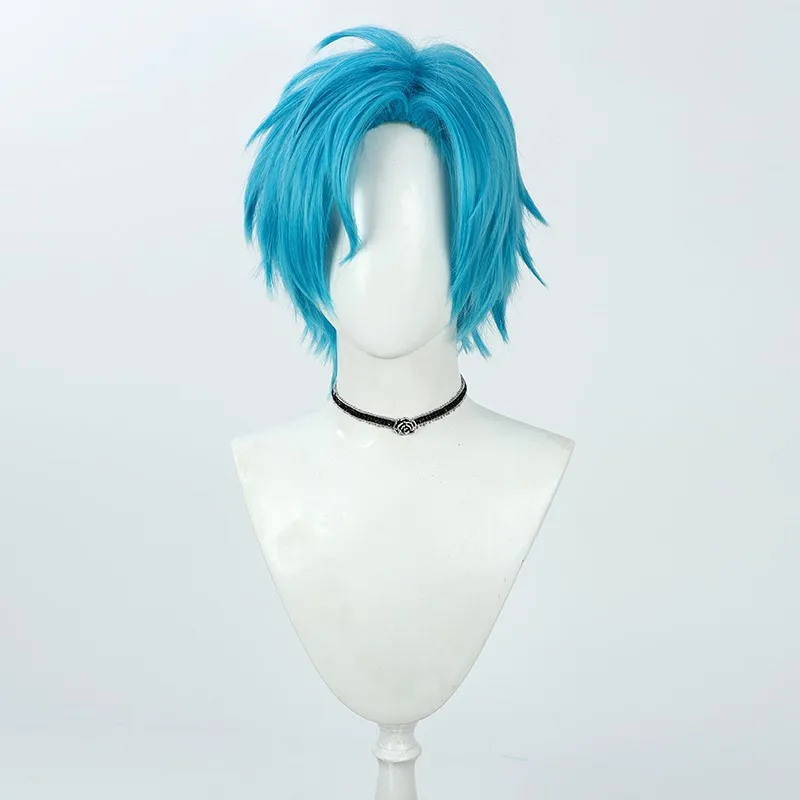 Jeu & Anime Regis Altare Cosplay perruque VTuber bleu mante nid hérissé fibre résistante à la chaleur cheveux synthétiques