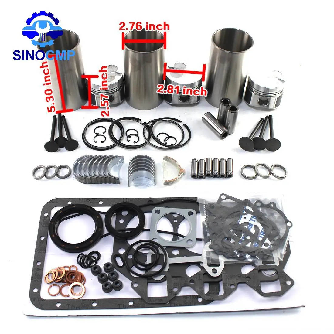 

Engine Overhual Rebuild Kit w/ Valves For Yanmar 3TNA72 3TNA72L 3TNA72UJ For Kobelco SK15SR Excavator Digger Tractor Generator