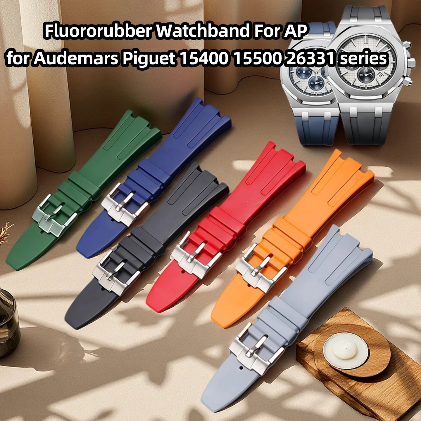 

Fluororubber Watchband For AP Strap Audemars Piguet 15400 15500 26331 series 41mm Dial unisex 26mm strap Watch accessories