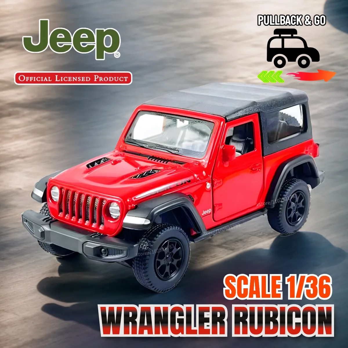 1:36 Jeep Wrangler Rubicon Car Model Repilca Scale Vehicle Miniature Art Figure Collection Hobby Kid Toy for Boy Xmas Gift