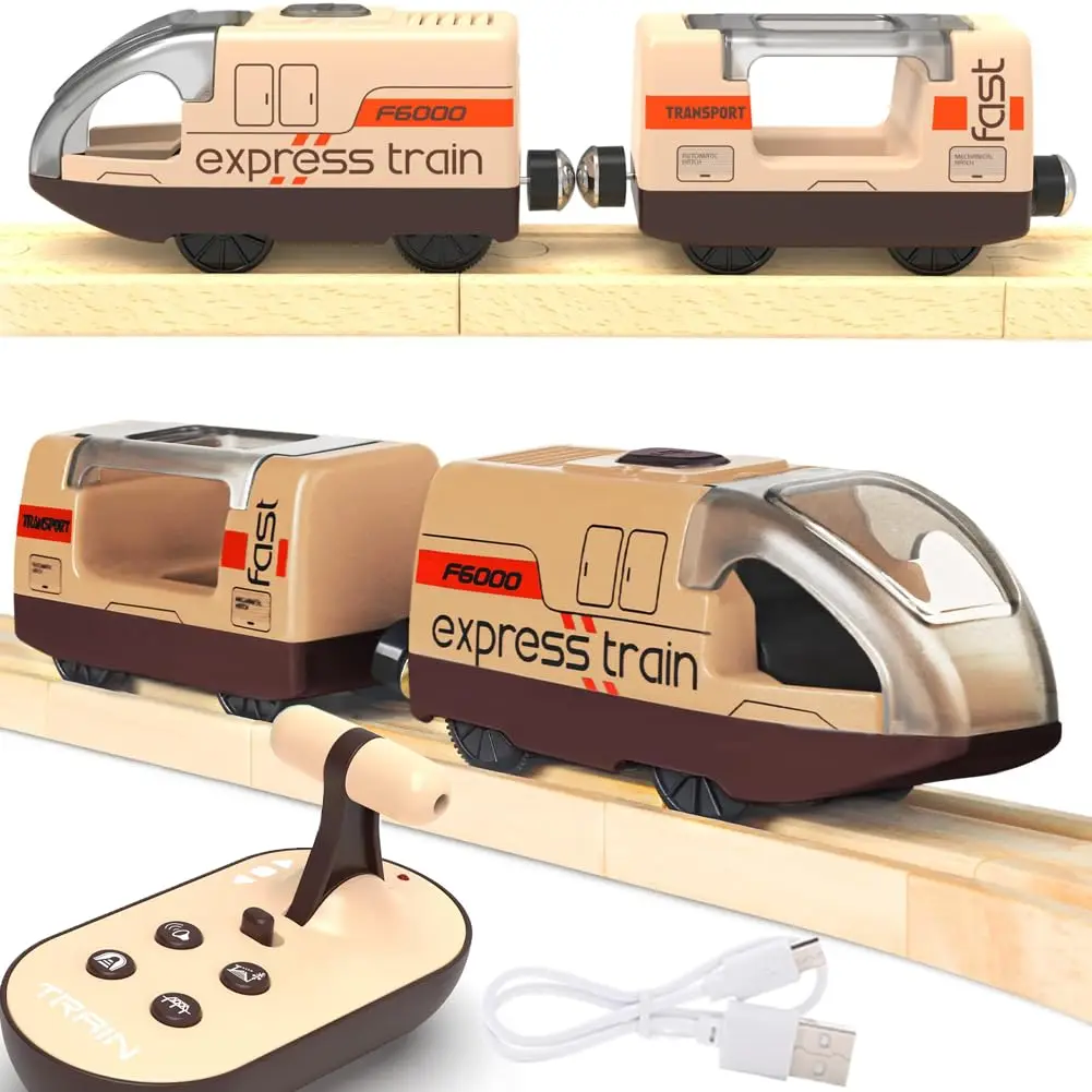 

TOPLIVING Track Accessories Remote Control Train, Battery Operated Locomotive Train for Wooden Track, Motorized Train