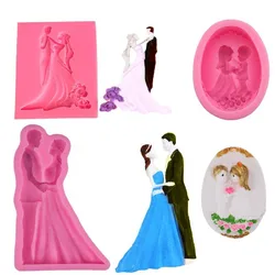 Bride and Groom Silicone Mold for Wedding Cake Decorating Fondant Chocolate Candy Cupcake Polymer Clay Cake Topper