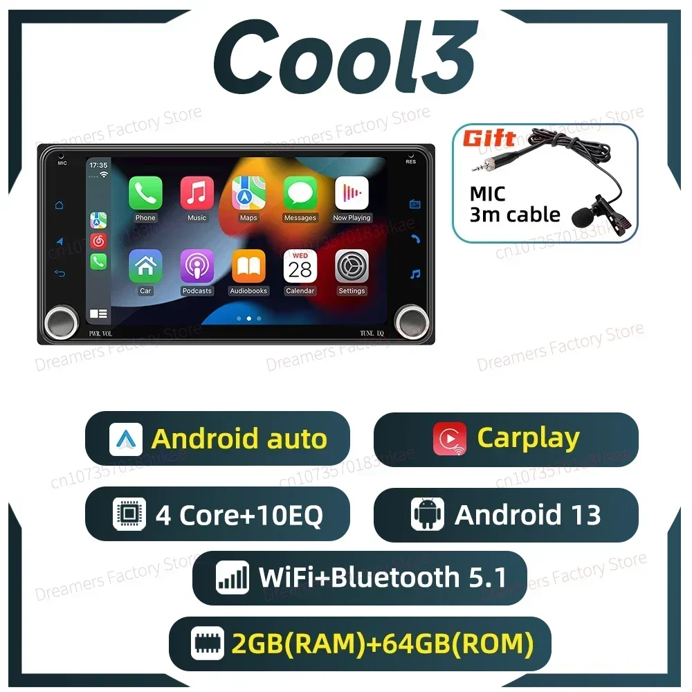 7 "Scherm Draadloze Carplay 2 Din Android Radio Auto Multimedia voor Toyota GT86 GT 86 2012-2020 Head Unit GPS Stereo Navigatie