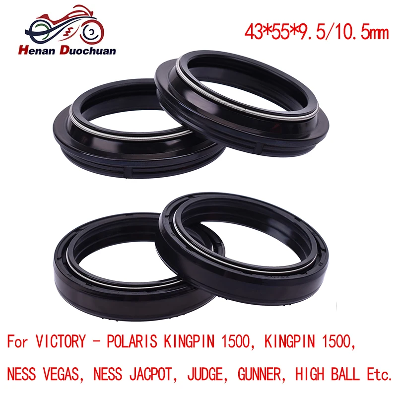 Amortiguador de horquilla delantera de 43x55x9,5/10,5mm para VICTORY - POLARIS KINGPIN 1500 1634 HAMMER CROSS COUNTRY HAMMER S HIGH BALL VEGAS 8-BALL