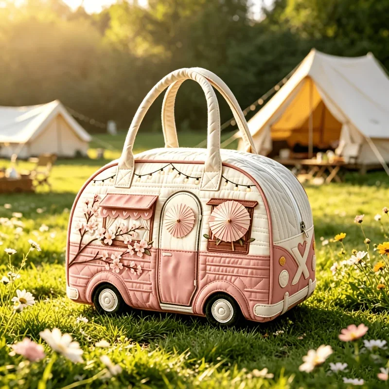 Neue 9 Stile Bus-förmige Gesteppte Reisetasche Große Kapazität 3D-Quilting-Handwerk Reisetasche Tragetaschen Kurzstrecken-Handtasche – Detail 4