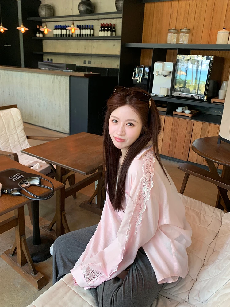 

YANUOYU Women's Cotton Linen Lace Patchwork irt Sun Protection Design Breathable Comfortable Long Sve Ne Summer C...