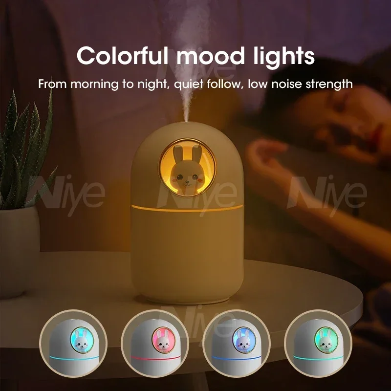 Cute Pet Air Humidifier 300ml Mini Office Desktop Humidifier Mute USB Bedroom Household with Night Light Air Humidification