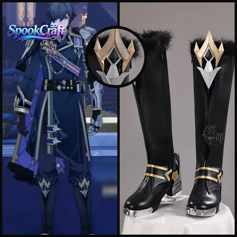 chaussures-de-cosplay-valeriy-bottes-mi-mollet-valeriy-de-genshin-impact-chaussures-de-cosplay-pour-hommes-snezhnaya-accessoires-de-costume-de-jeu-d'anime