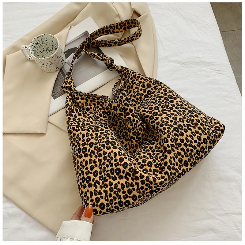 Bolsa tiracolo leopardo para mulheres, bolsa de grande capacidade, bolsa de ombro, compradora simples, moda buttom