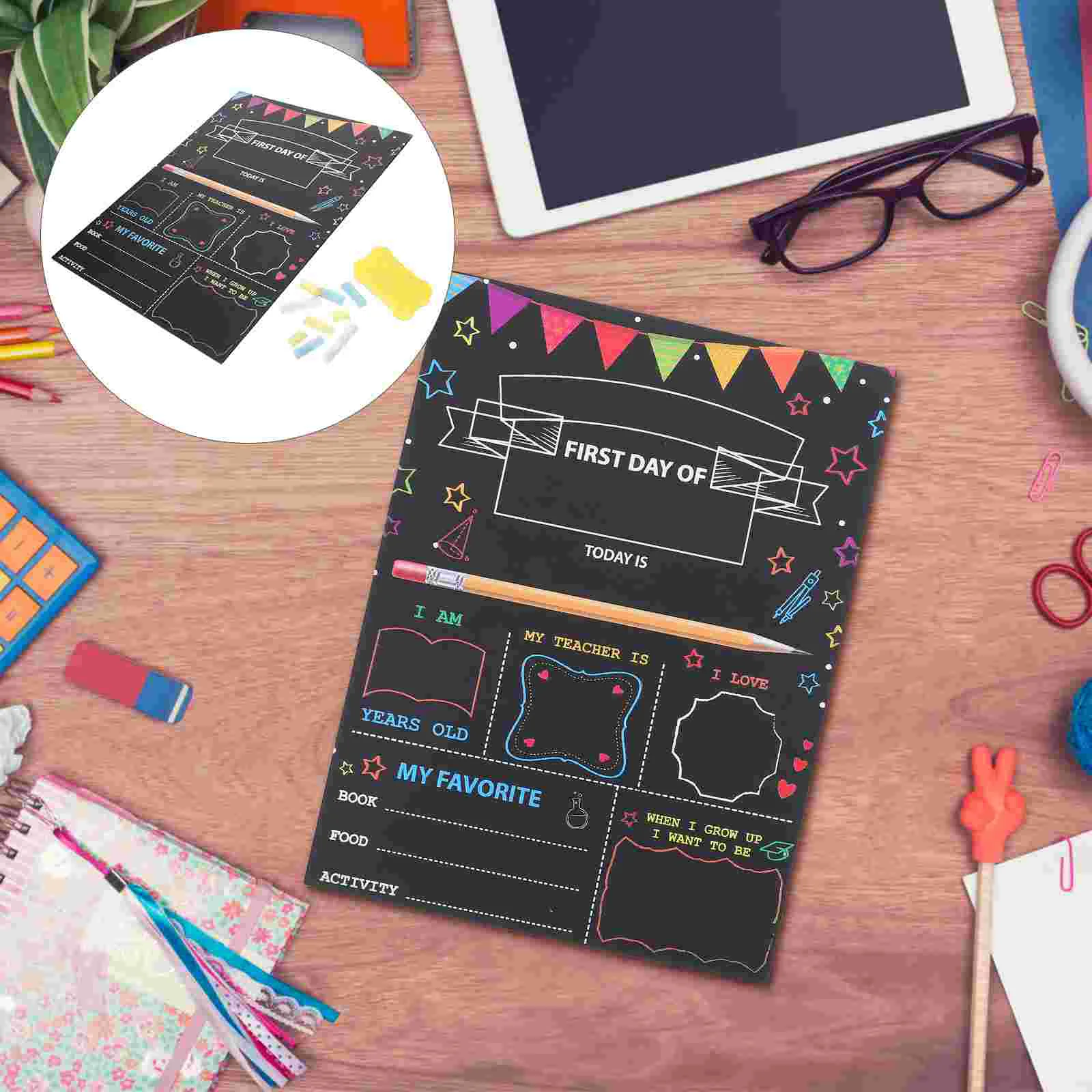 Double Sided Blackboard School Chalk First Day of Preschool Sign Decor Children Accessory Erasable Decorate