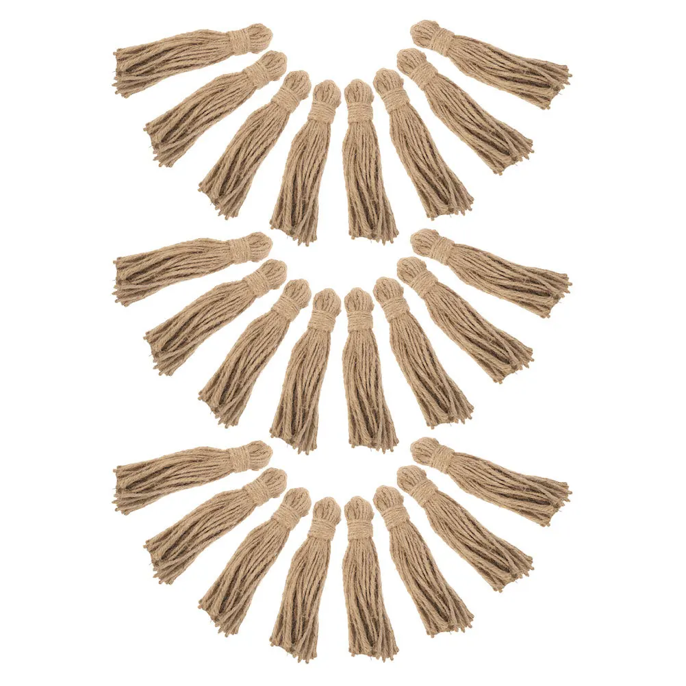 

30Pcs Jute Tassels Rustic Decor DIY Burlap Twine Rope Christmas Crafting Wood Bead Garland Burlap Twine Mini Tassels