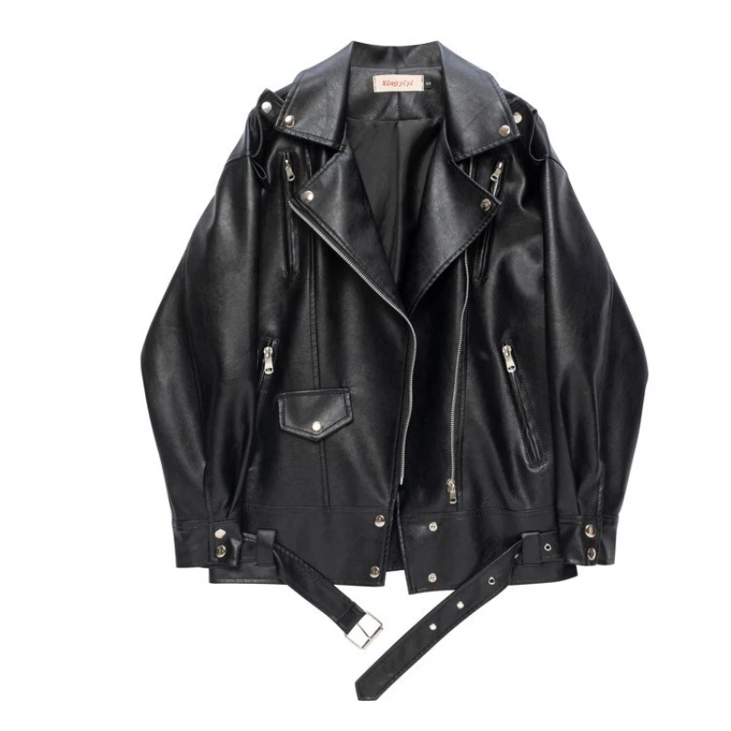 Rock and Roll vestes en simili cuir pour femmes ample surdimensionné Design Punk veste de moto en cuir PU à manches longues veste en polyuréthane