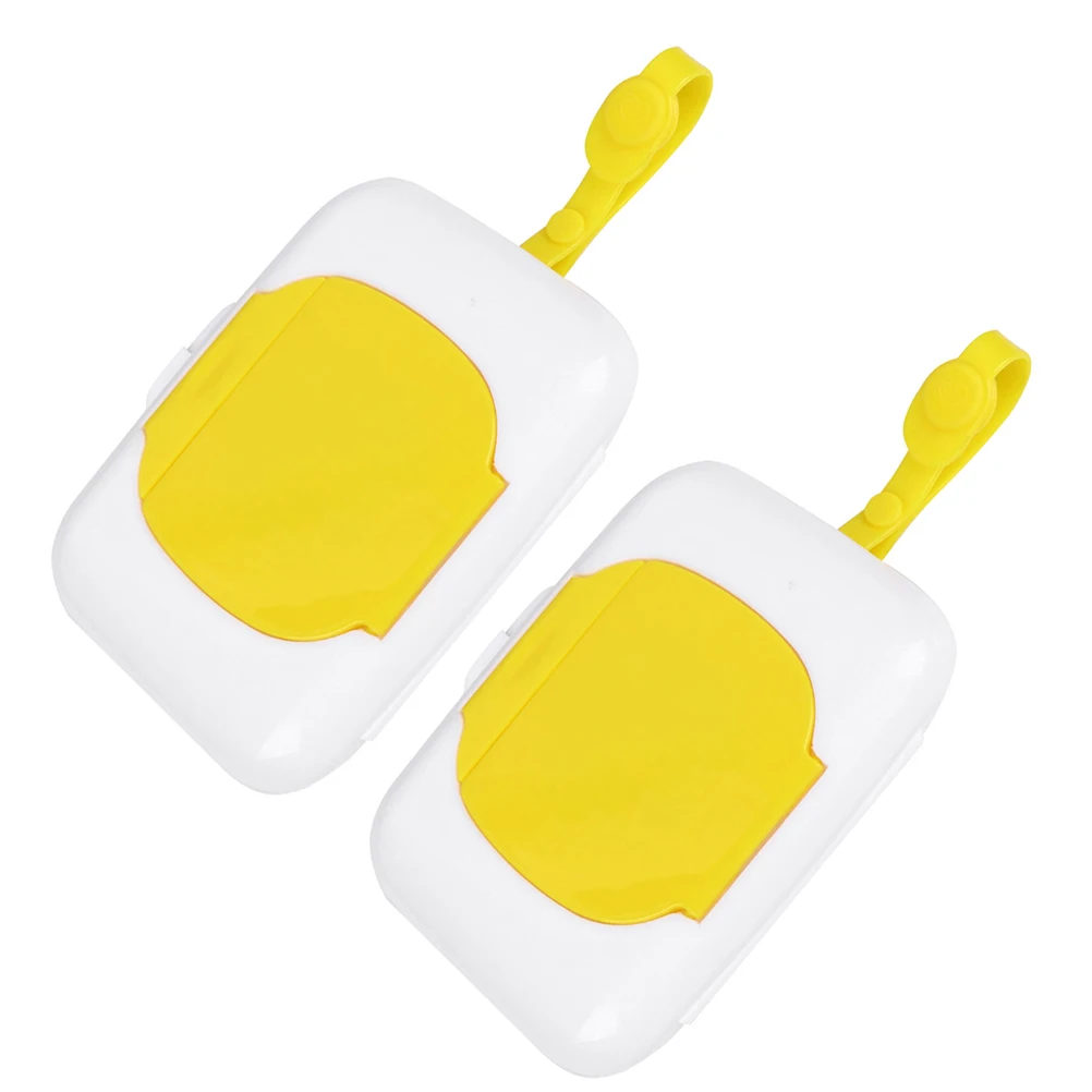 

2pcs Wet Wipes Box Portable Baby Wipes Dispenser Lightweight Storage Container Cover Crib Stroller Bathroom Home ganizer PP