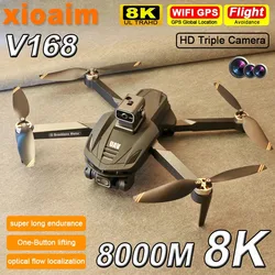 For Xiaomi V168 MAX PRO Drone GPS 8K HD Camera 5G WIFI FPV Brushless RC Quadcopter Obstacle Avoidance Automatic Return for Toys