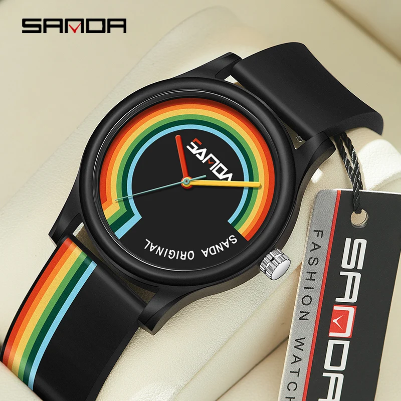 

SANDA Ladies Watch Trend Creative Quartz Mens Sports Clock Fashion Casual Unisex Quartz Silicone Water proof Watch Reloj Señoras