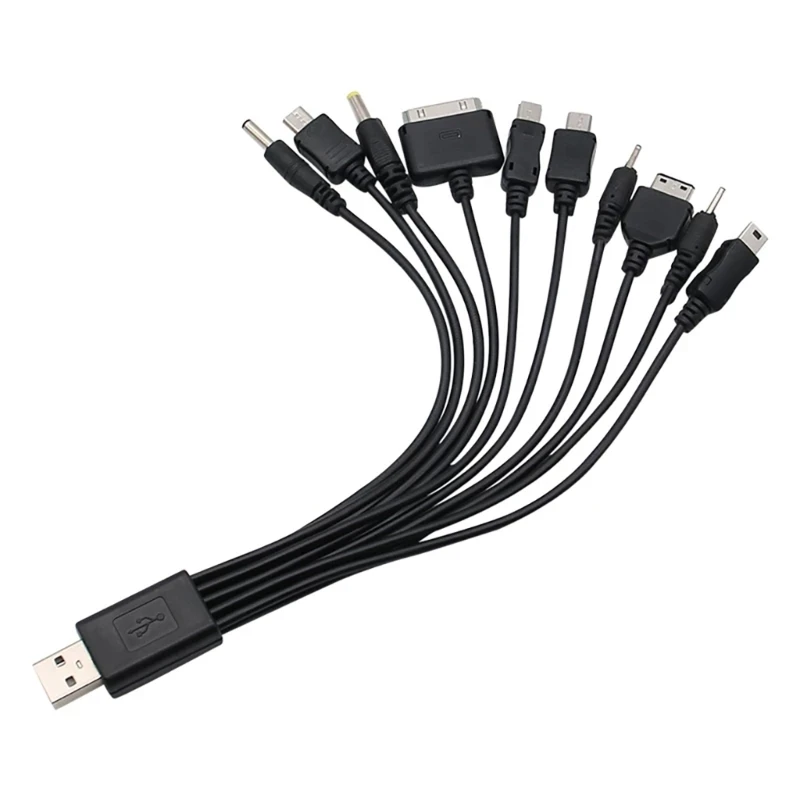 Cavo di ricarica universale da USB a Multi Plug per telefono cellulare cavo USB 10 in 1 per cavo di ricarica per Smartphone 20CM/7.87in