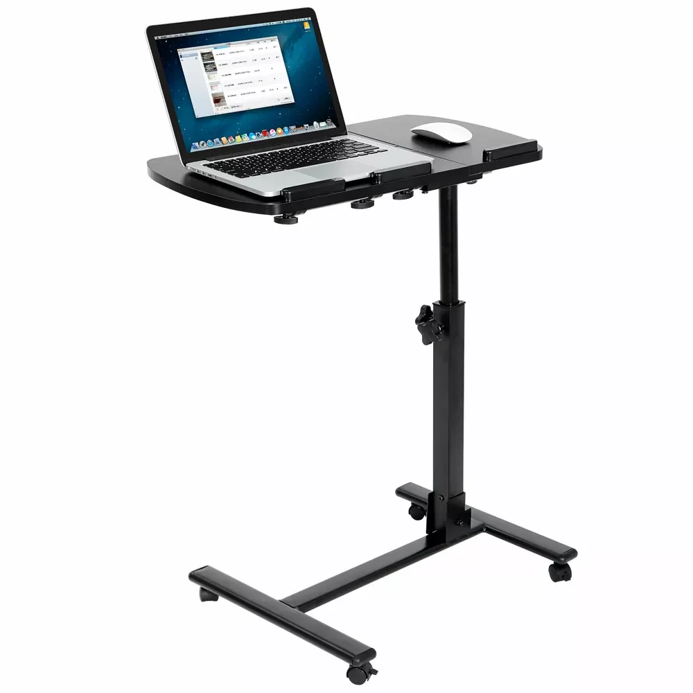 US- Adjustable Laptop Notebook Rolling Table Desk Stand Overbed Tiltable Tabletop