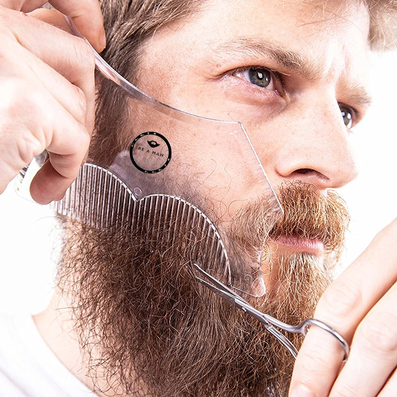 1PC Men Beard Styling Template Stencil Beard Comb for Men Lightweight and Flexible Fits All-In-One Tool Beard Shaping Tool