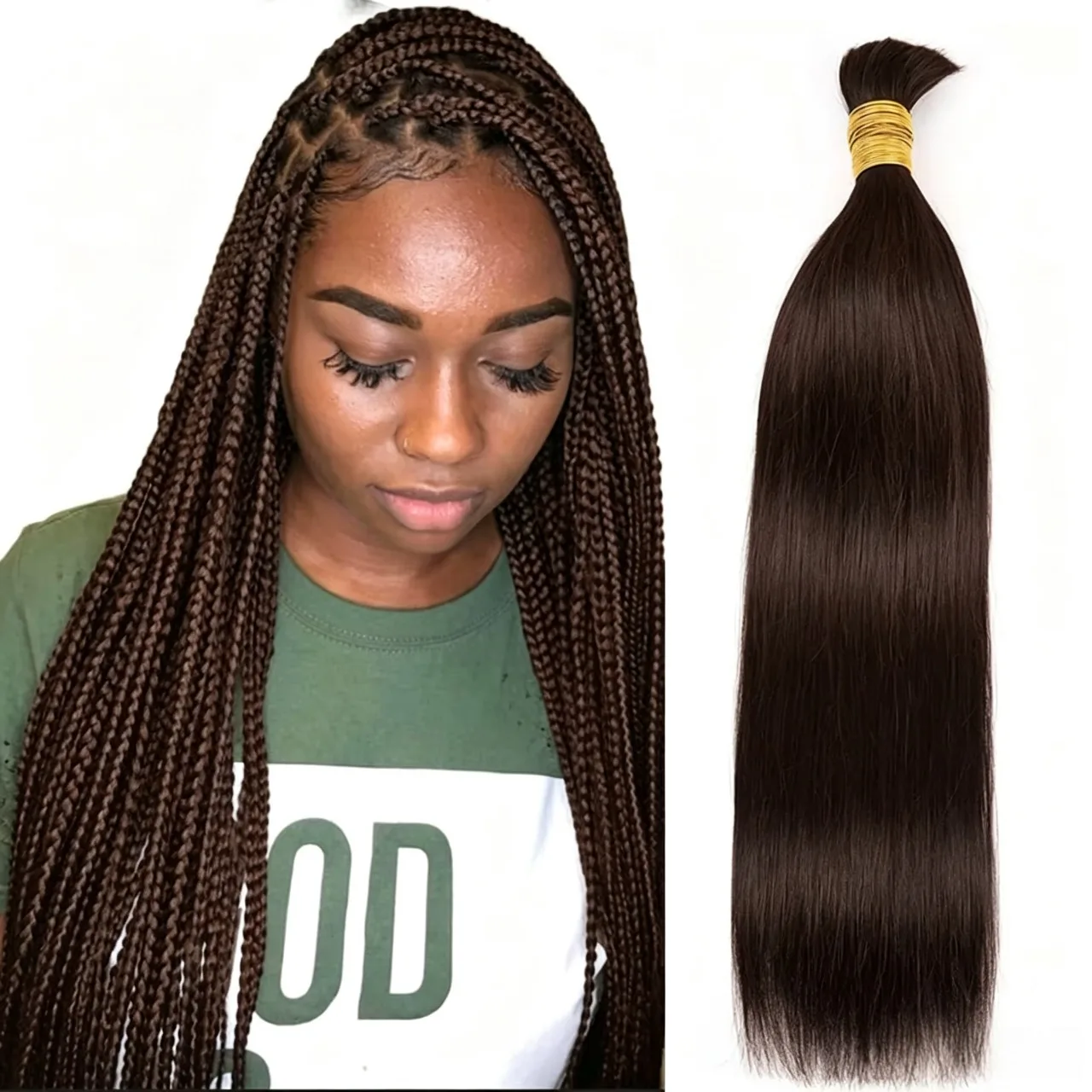Cheveux humains vierges brésiliens lisses en vrac, noir naturel, sans trame, pour tressage, 100-150g, différentes longueurs disponibles