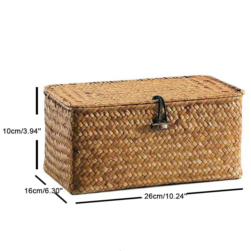 Wicker Storage Basket Woven Rattan Storage Laundry Basket With Lid