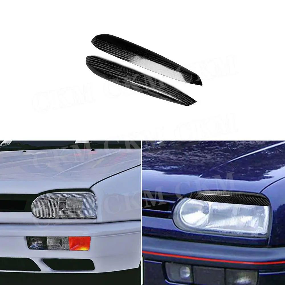 

Car Carbon Fiber Front Bumper Headlights Eyebrow Eyelid Trim Cover Sticker Bodykit Accessory for Volkswagen Golf 3 MK3 1992-1999