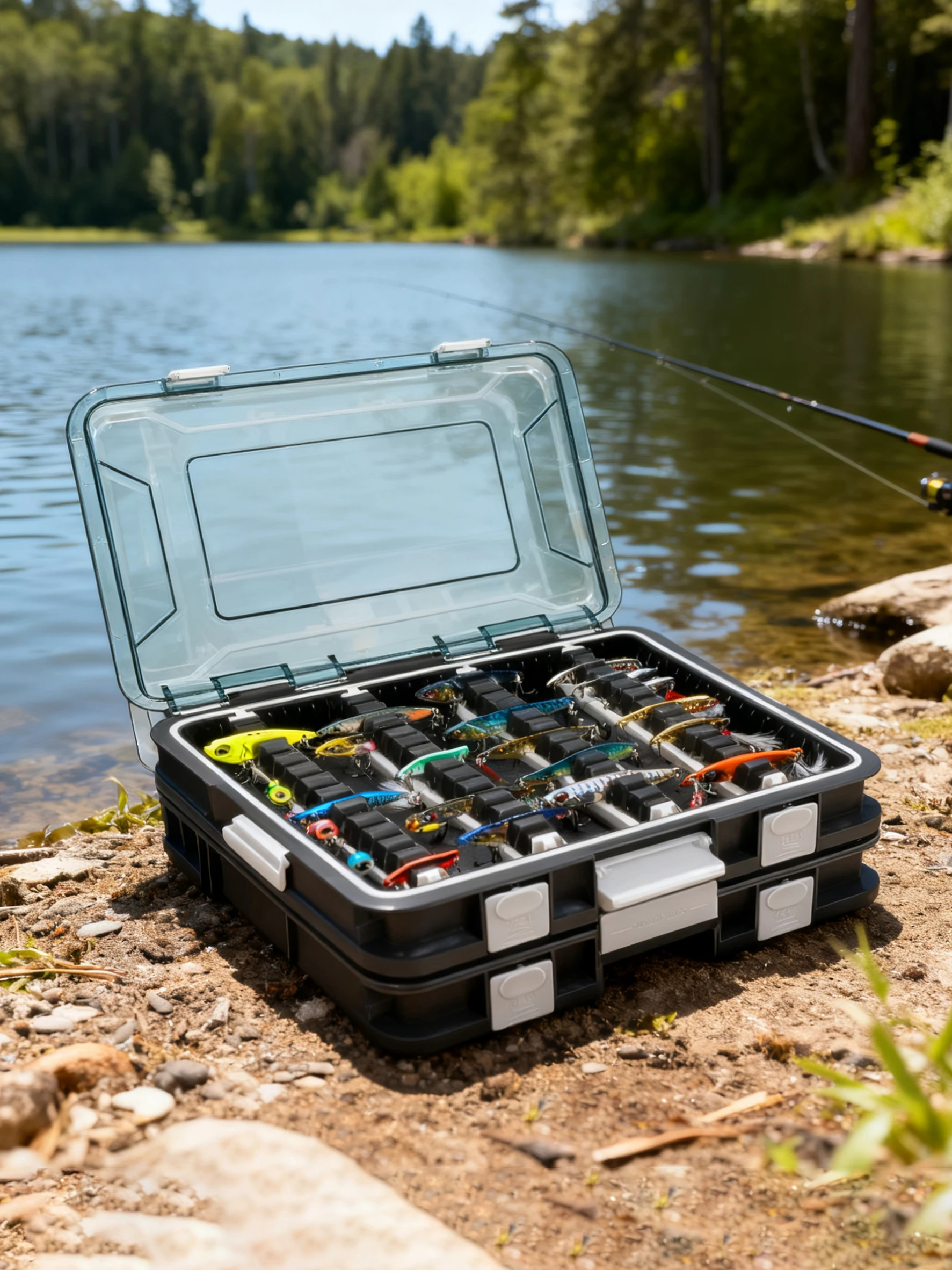 Органайзер для коробки для снастей, коробка для рыболовных снастей, органайзер для хранения на открытом воздухе для рыбалки со съемными разделителями, коробка для приманок, пластик/силикон